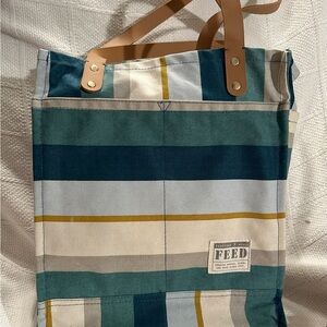 FEED Project Coastal Striped Canvas Tote Bag